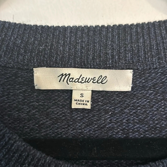 Madewell Womens Navy/black marled sweater with tie cuffs.‎ Size S (generous fit) - Picture 2 of 7